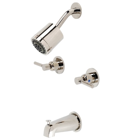 Kingston Brass Tub and Shower Faucet, Polished Nickel, Wall Mount KBX8146DL